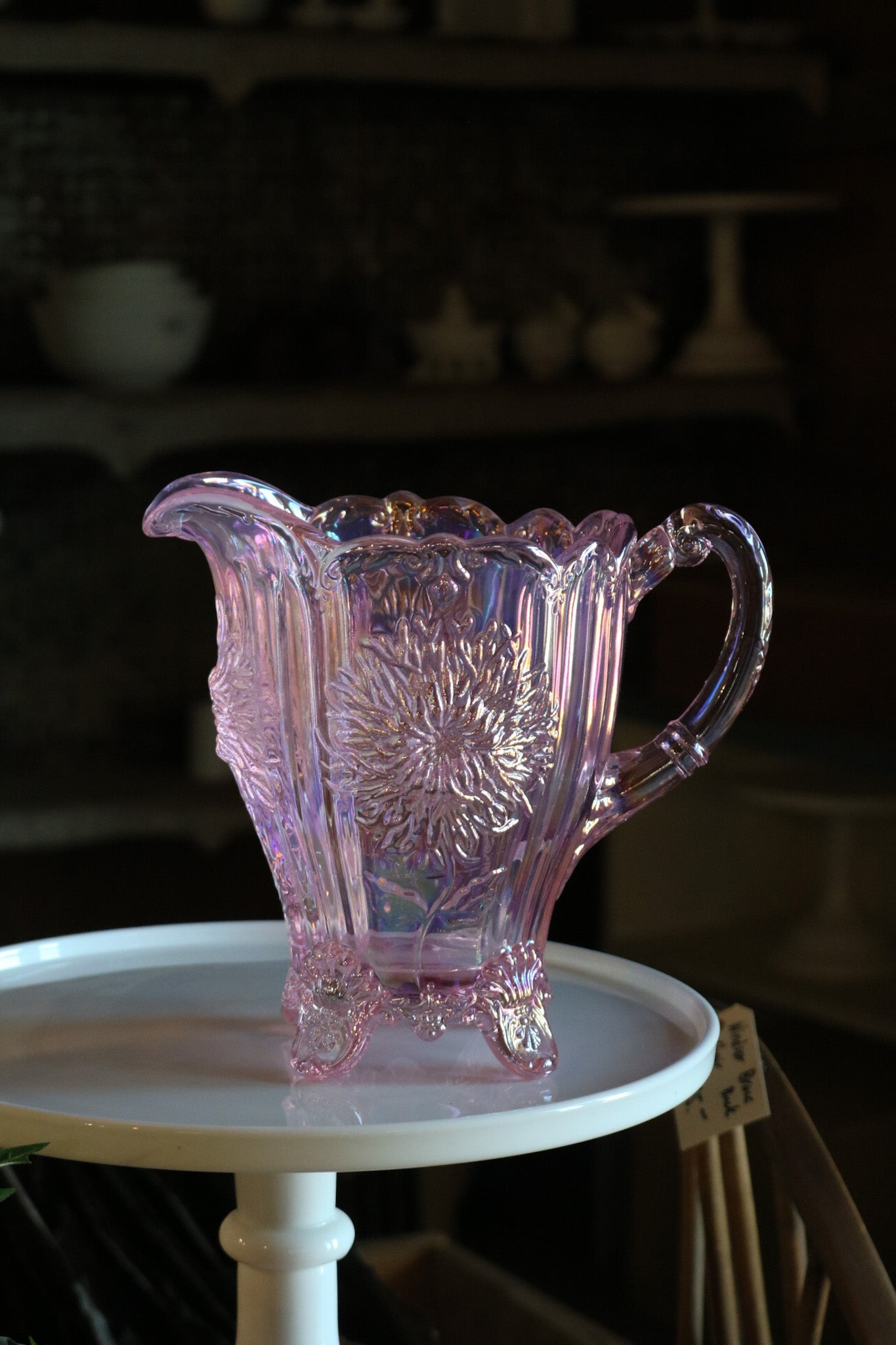 Dahlia Pitcher by Mosser Glass – Kinder Surprises Antiques