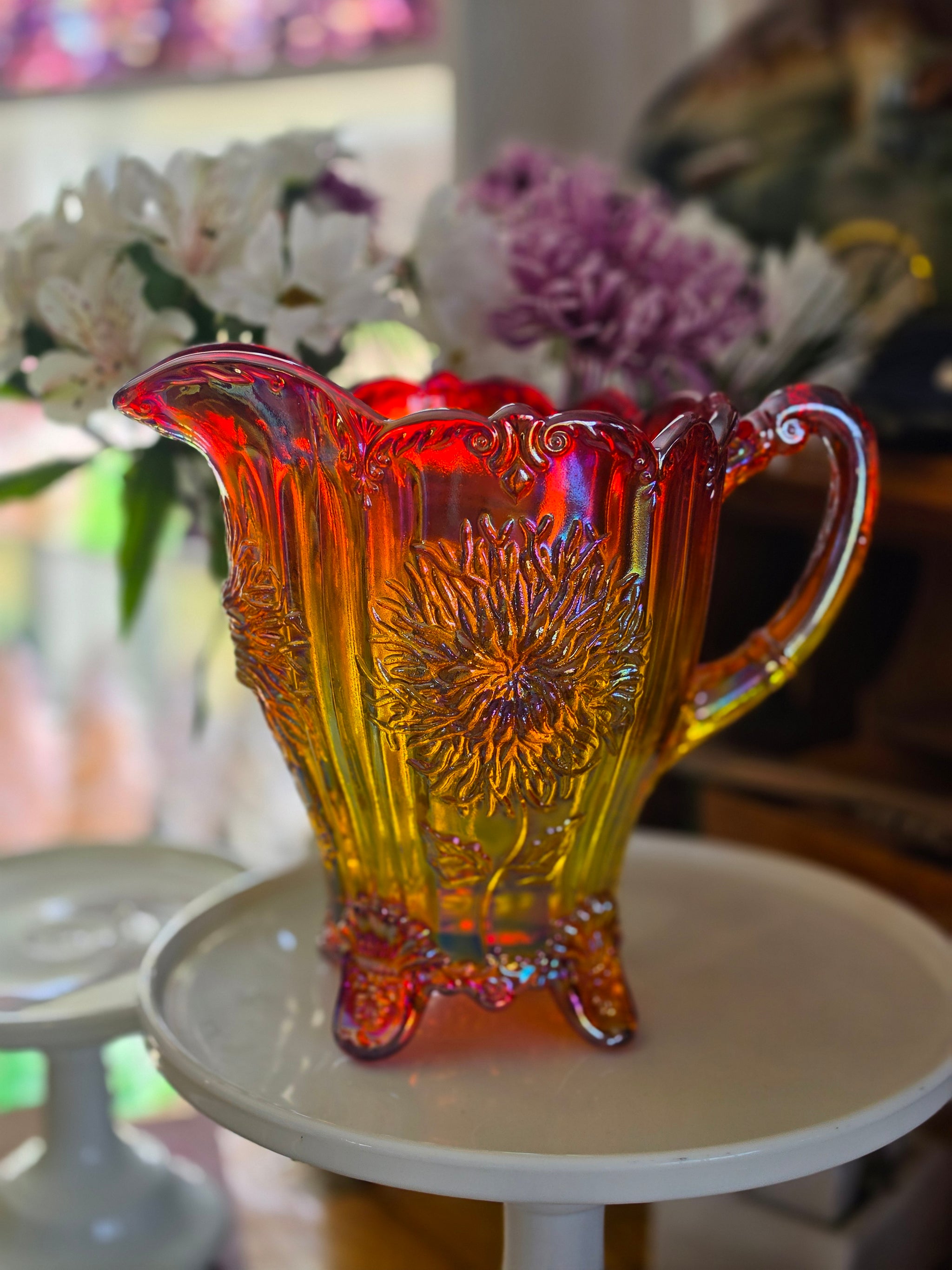 Dahlia Pitcher by Mosser Glass – Kinder Surprises Antiques